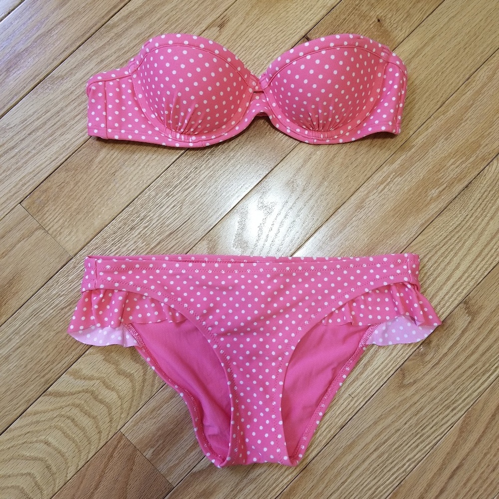Pink Polka Dot Swimsuit Set